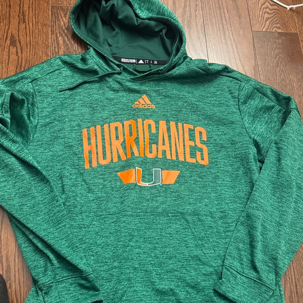 Adidas Green Hoodie with Orange Hurricanes Logo NEVER WORN